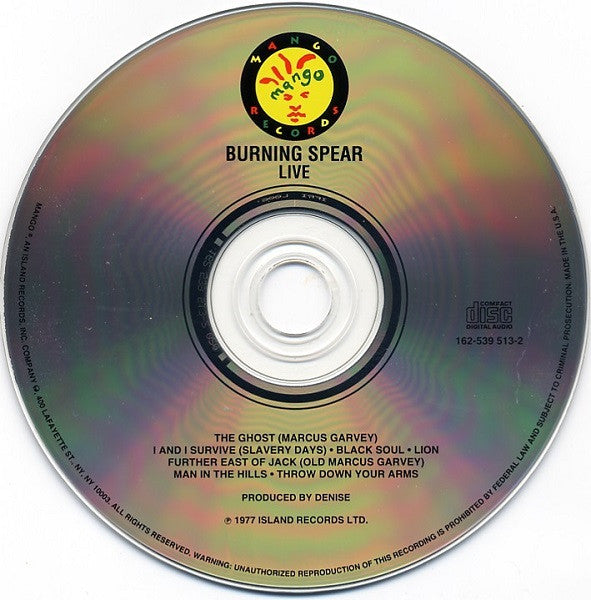 Burning Spear : Live (CD, Album, RP)