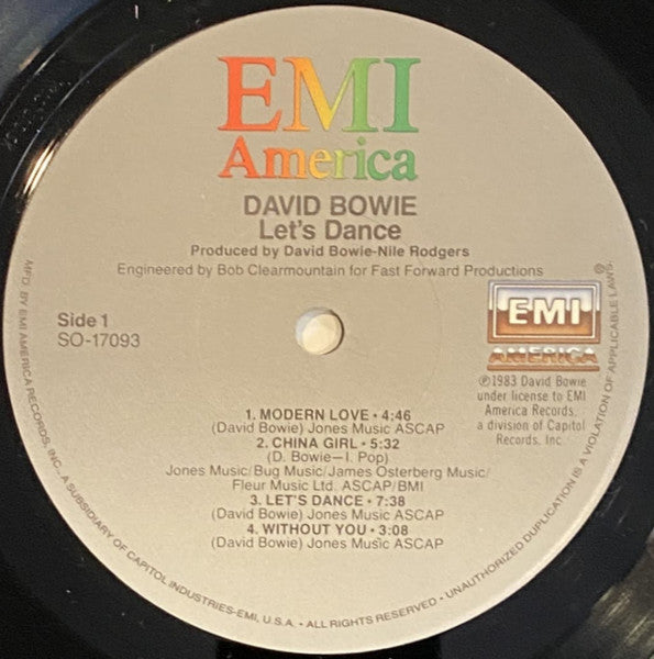David Bowie : Let's Dance (LP, Album, Jac)