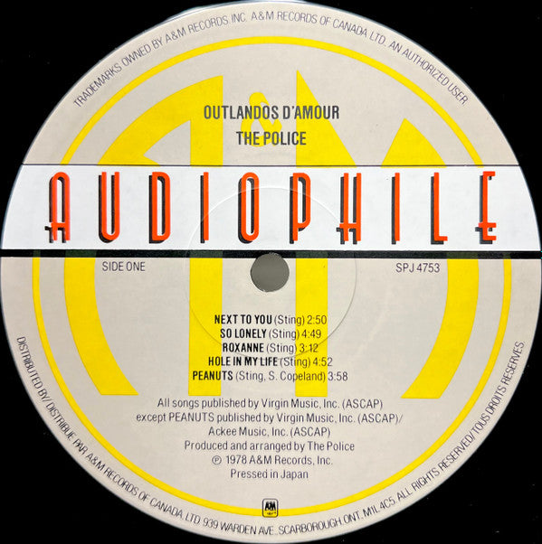 The Police : Outlandos D'Amour (LP, Album, RE, Hal)