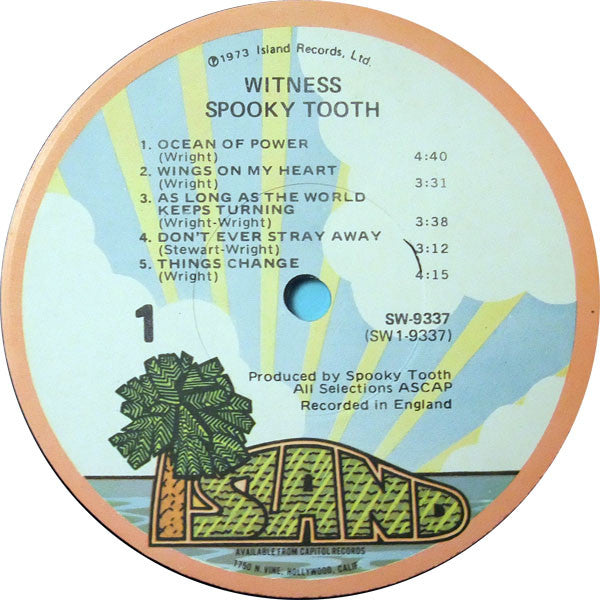 Spooky Tooth : Witness (LP, Album, Jac)