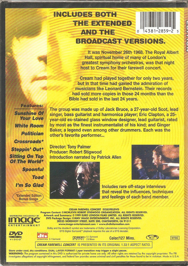 Cream (2) : Farewell Concert (DVD-V, NTSC, ALL)