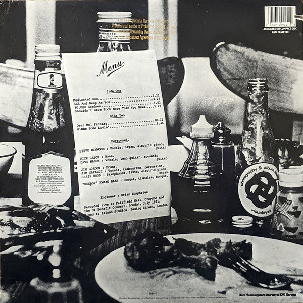 Traffic : Welcome To The Canteen (LP, Album, RE)
