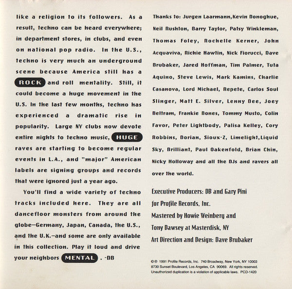 Various : Best Of Techno - Volume One (CD, Comp)