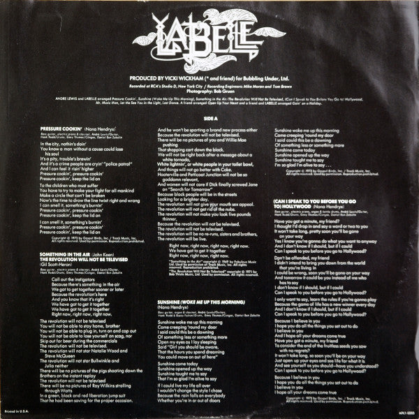 Labelle : Pressure Cookin' (LP, Album, Roc)