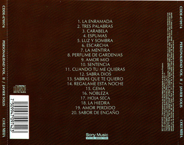 Javier Solís : Personalidad Vol. II  (CD, Comp)