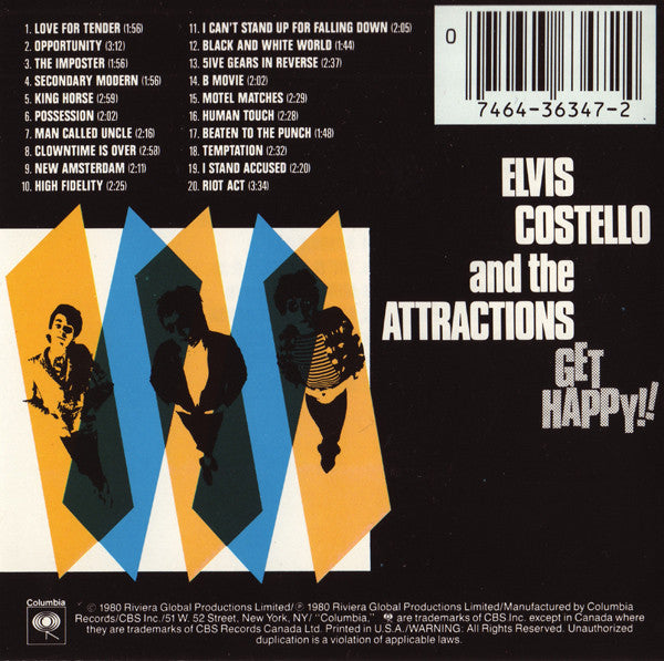 Elvis Costello & The Attractions : Get Happy!! (CD, Album, RE)