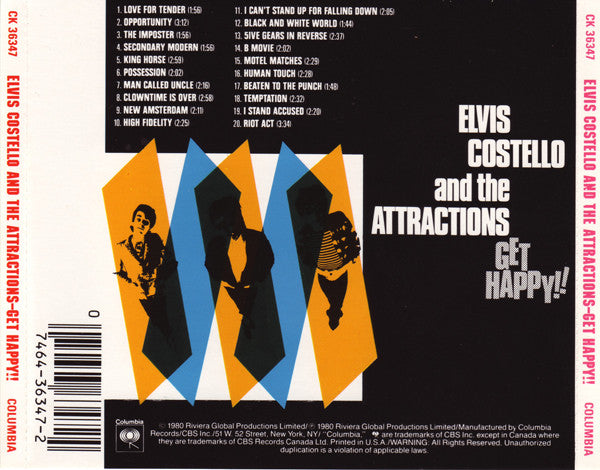Elvis Costello & The Attractions : Get Happy!! (CD, Album, RE)