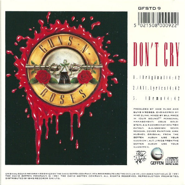 Guns N' Roses : Don't Cry (CD, Single)
