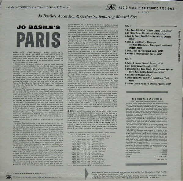 Jo Basile, Accordion And Orchestra : Paris! (LP, Album)