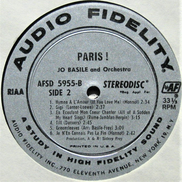 Jo Basile, Accordion And Orchestra : Paris! (LP, Album)