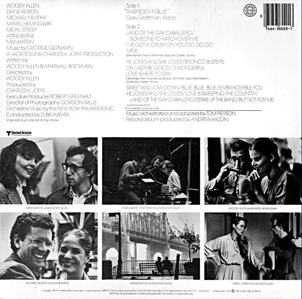 George Gershwin - New York Philharmonic Conducted By Zubin Mehta With Gary Graffman : Music From The Woody Allen Film "Manhattan" (LP, Album)