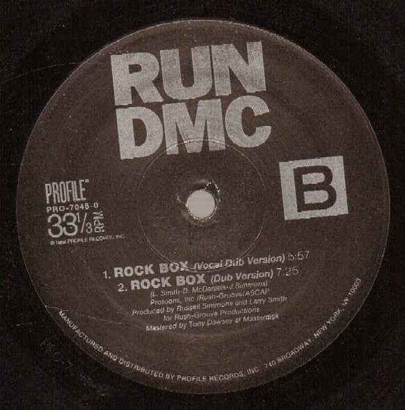 Run-DMC : Rock Box (12", Single, RE)