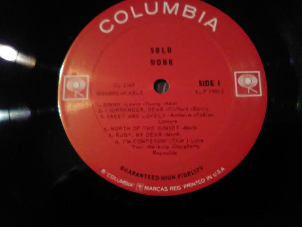 Thelonious Monk : Solo Monk (LP, Album, Mono)