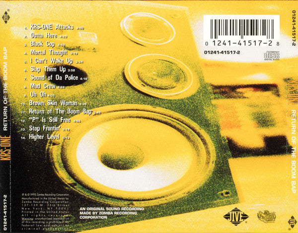 KRS-One : Return Of The Boom Bap (CD, Album, Dis)