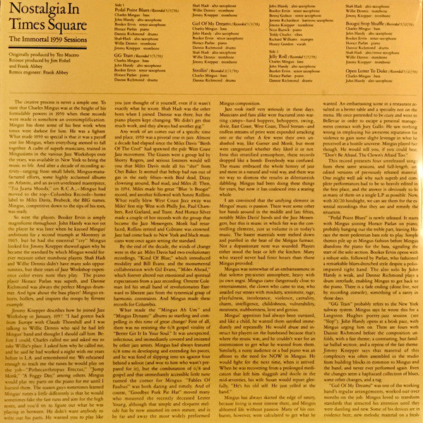 Charles Mingus : Nostalgia In Times Square / The Immortal 1959 Sessions (2xLP, Album, San)