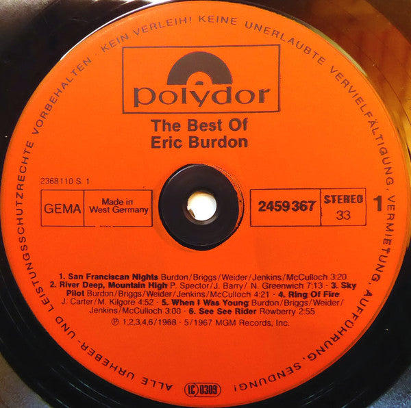 Eric Burdon : The Best Of Eric Burdon (LP, Comp, RE)