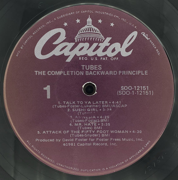 The Tubes : The Completion Backward Principle (LP, Album, Los)