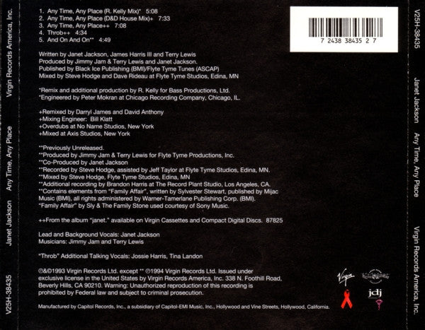 Janet Jackson : Any Time, Any Place (CD, Maxi)