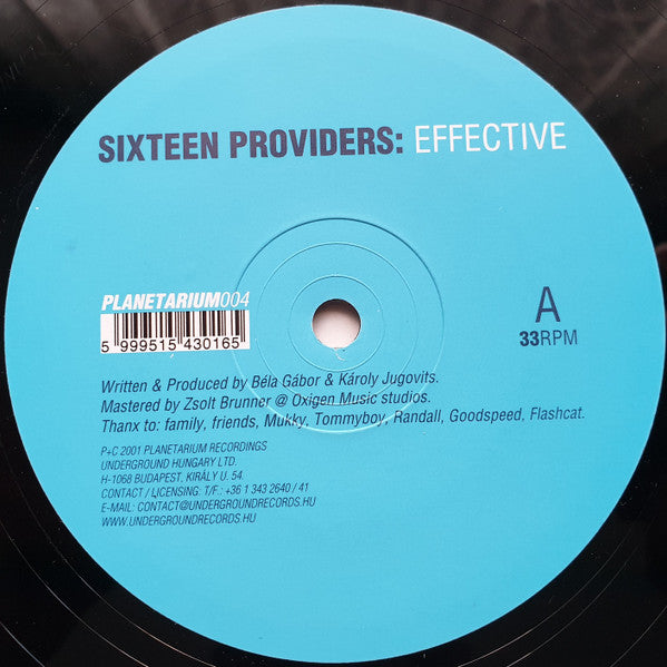 Sixteen Providers : Effective / Water & Gin (12",33 ⅓ RPM)