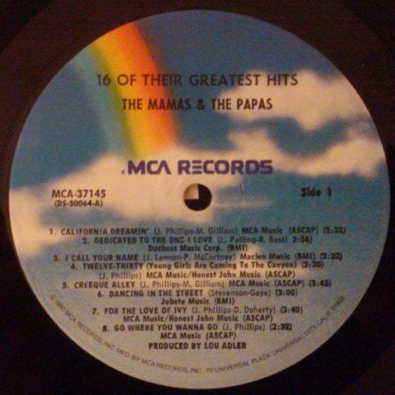 The Mamas & The Papas : 16 Of Their Greatest Hits (LP, Album, Comp, Pin)
