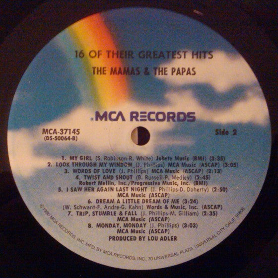 The Mamas & The Papas : 16 Of Their Greatest Hits (LP, Album, Comp, Pin)