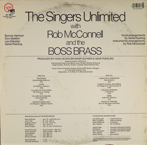 The Singers Unlimited With Rob McConnell & The Boss Brass : The Singers Unlimited With Rob McConnell And The Boss Brass (LP, Album)