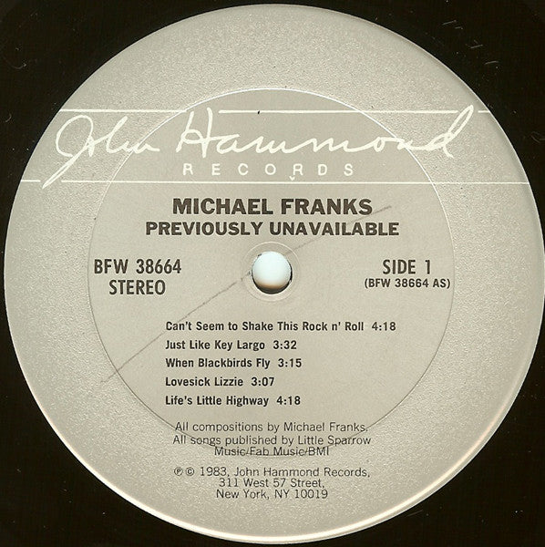 Michael Franks : Previously Unavailable (LP, Album, RE, Gat)