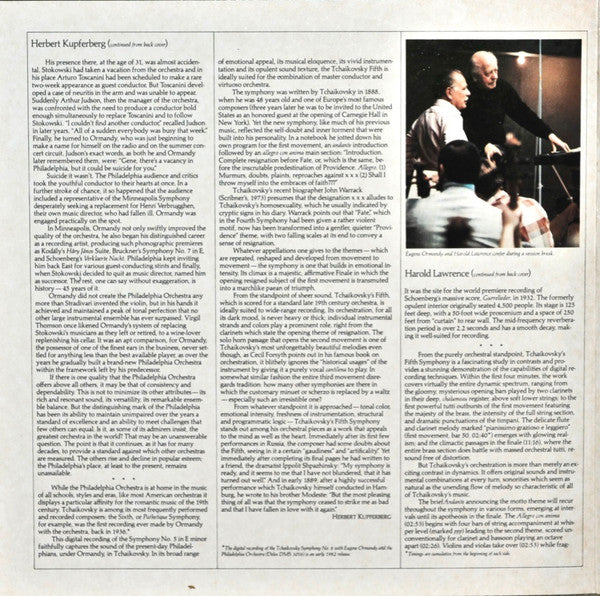 Tchaikovsky*, Eugene Ormandy, The Philadelphia Orchestra : Symphony No.5 (LP, Gat)