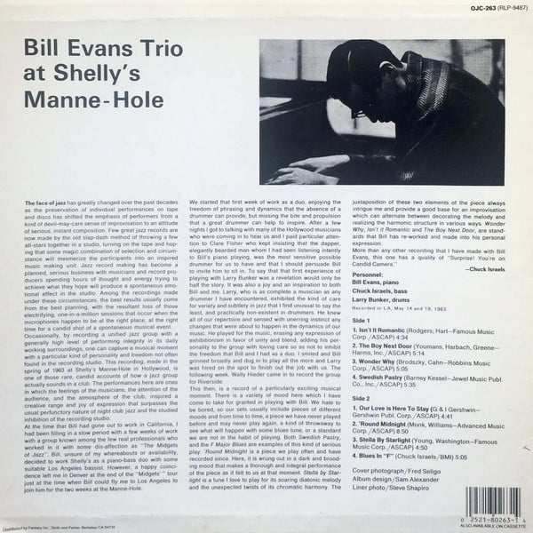 Bill Evans Trio* : At Shelly's Manne-Hole, Hollywood, California (LP, Album, RE)