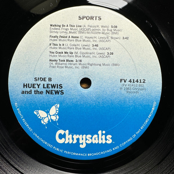 Huey Lewis & The News : Sports (LP, Album, RE, Pit)