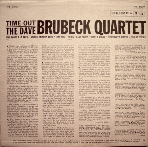 The Dave Brubeck Quartet : Time Out (LP, Album, Mono, RP)