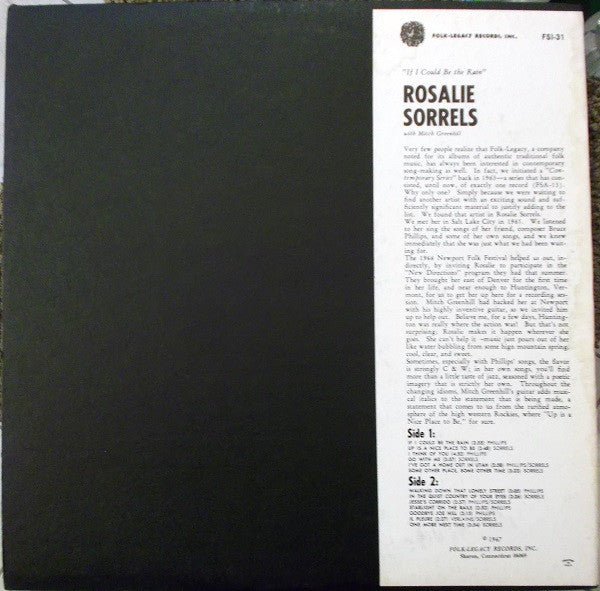 Rosalie Sorrels : If I Could Be The Rain (LP, Album)