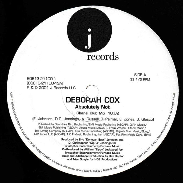Deborah Cox : Absolutely Not (12")