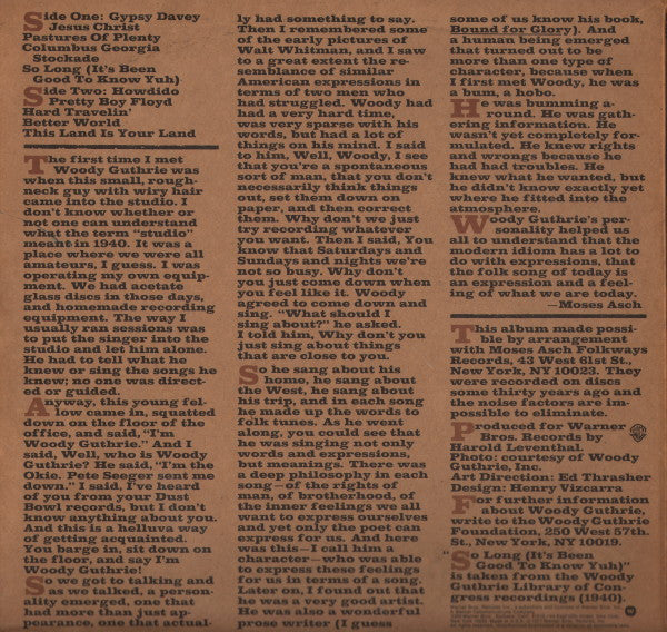 Woody Guthrie : Original Recordings Made By Woody Guthrie 1940-1946 (LP, Comp, Mono)