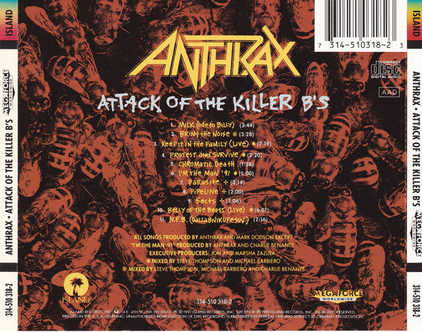 Anthrax : Attack Of The Killer B's (CD, Comp, Cen)