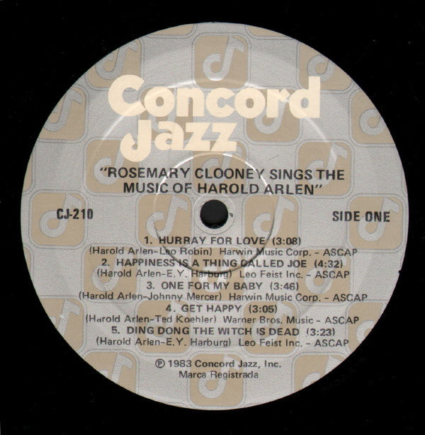 Rosemary Clooney : Rosemary Clooney Sings The Music Of Harold Arlen (LP, Album)