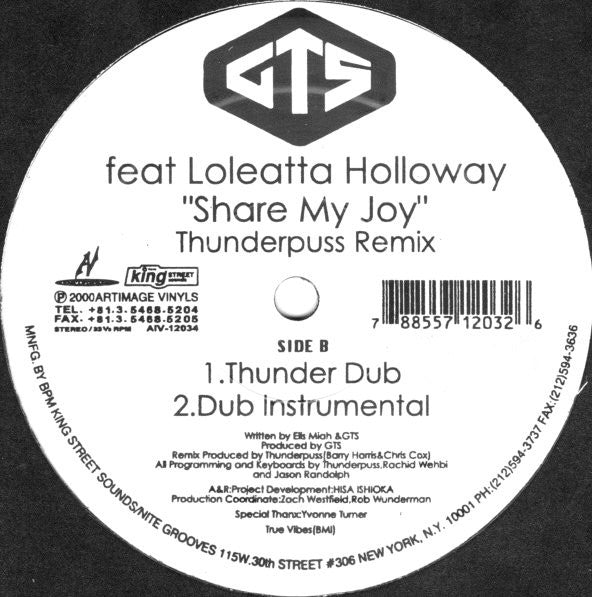 GTS Feat Loleatta Holloway : Share My Joy (Thunderpuss Remix) (12")