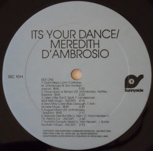 Meredith D'Ambrosio : It's Your Dance (LP, Album)