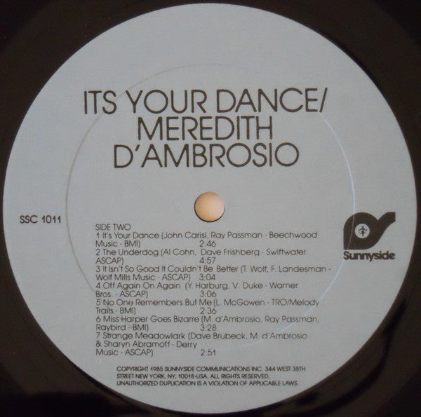 Meredith D'Ambrosio : It's Your Dance (LP, Album)