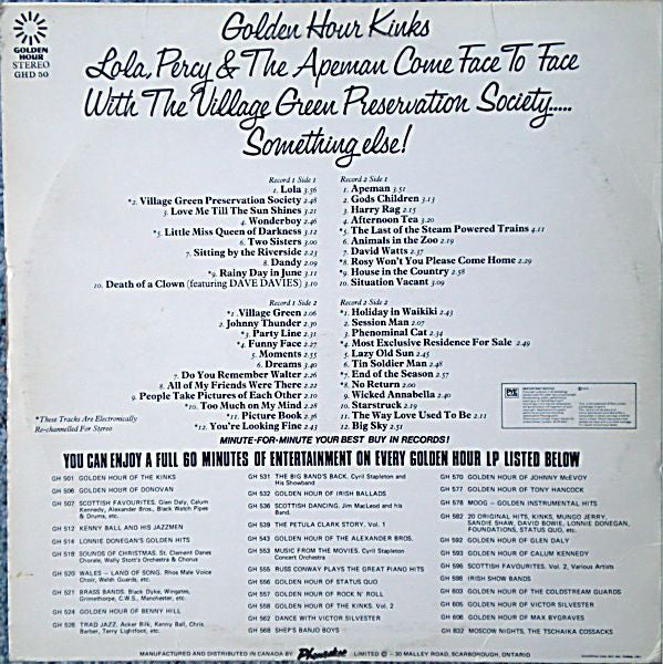 The Kinks : Lola, Percy & The Apemen Come Face To Face With The Village Green Preservation Society... Something Else (2xLP, Comp)