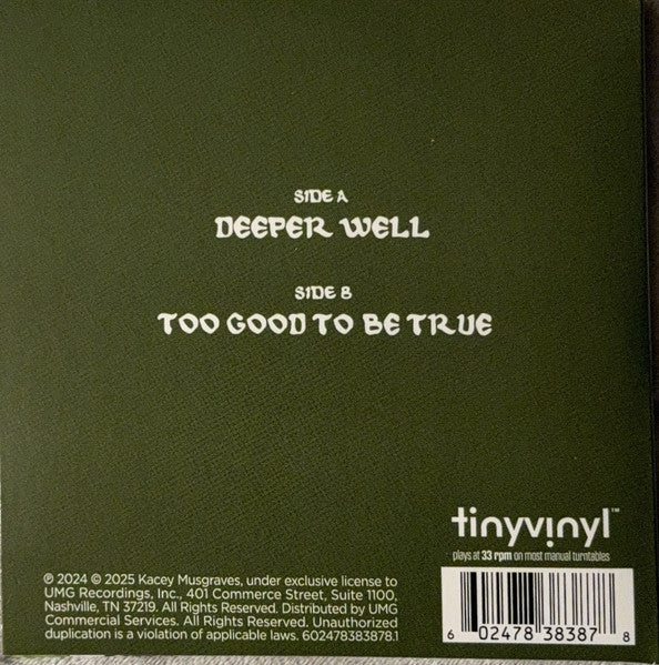 Kacey Musgraves : Deeper Well / Too Good To Be True (4", Single, Ltd, Yel)