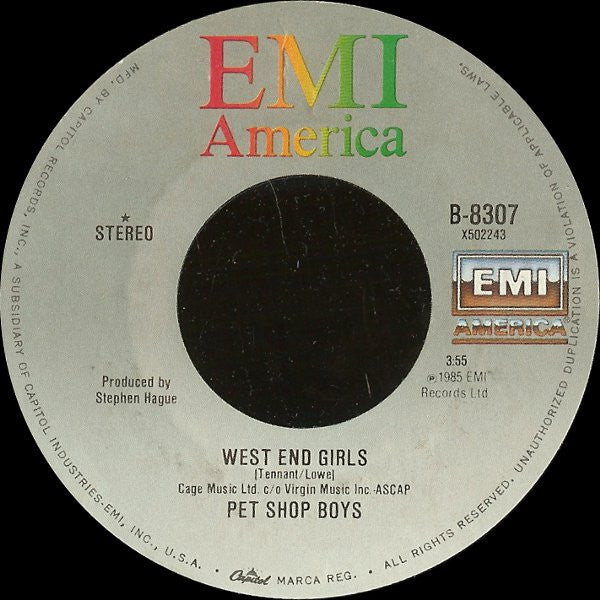 Pet Shop Boys : West End Girls (7", Single, Spe)