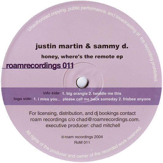 Justin Martin & Sammy D : Honey, Where's The Remote EP (12",EP)