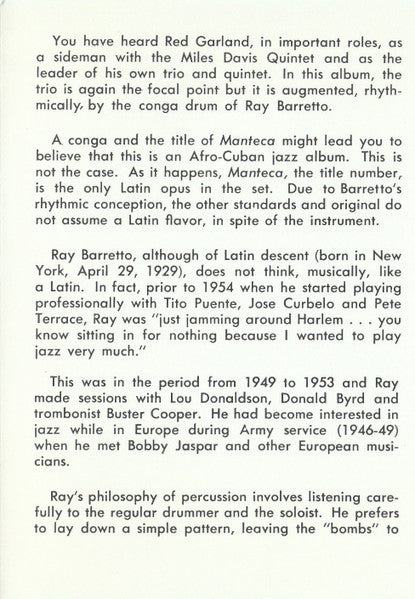 The Red Garland Trio : Manteca (CD, Album, RE, RM)