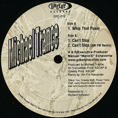 Michael Trance : Whip That Pussy (12")