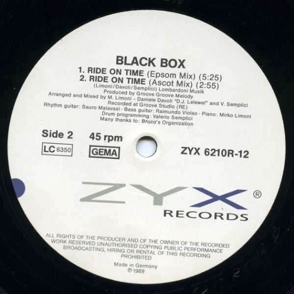 Black Box : Ride On Time (UK Remix) (12", Maxi)