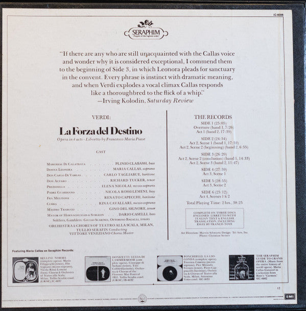Giuseppe Verdi  -  Maria Callas, Richard Tucker (2), Nicola Rossi-Lemeni, Elena Nicolai, Carlo Tagliabue, Renato Capecchi, Plinio Clabassi, Orchestra Del Teatro Alla Scala  &  Coro Del Teatro Alla Scala, Tullio Serafin : La Forza Del Destino (LP,Album,Stereo)