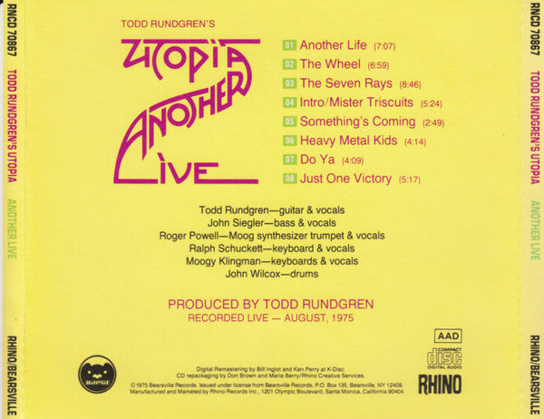 Todd Rundgren's Utopia* : Another Live (CD, Album, RE, RM, Dis)