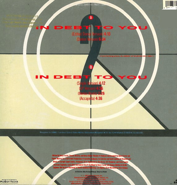 Channel 2 (2) : In Debt To You (12")