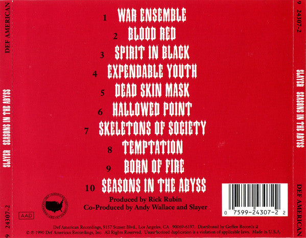 Slayer : Seasons In The Abyss (CD, Album)